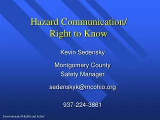 Hazard Communication/ Right to Know