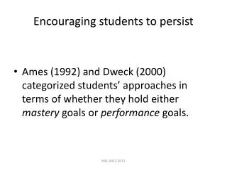 Encouraging students to persist