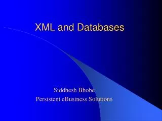 XML and Databases