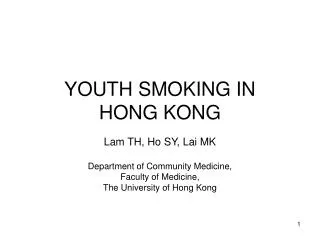 YOUTH SMOKING IN HONG KONG