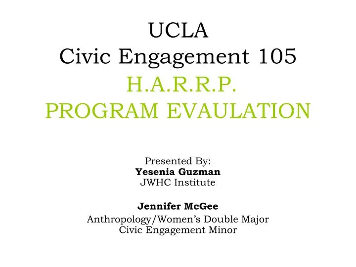 ucla civic engagement 105 h a r r p program evaulation