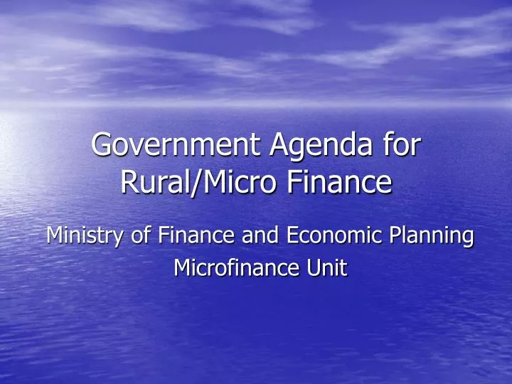 government agenda for rural micro finance