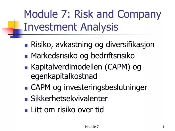 module 7 risk and company investment analysis