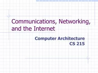 Communications, Networking, and the Internet