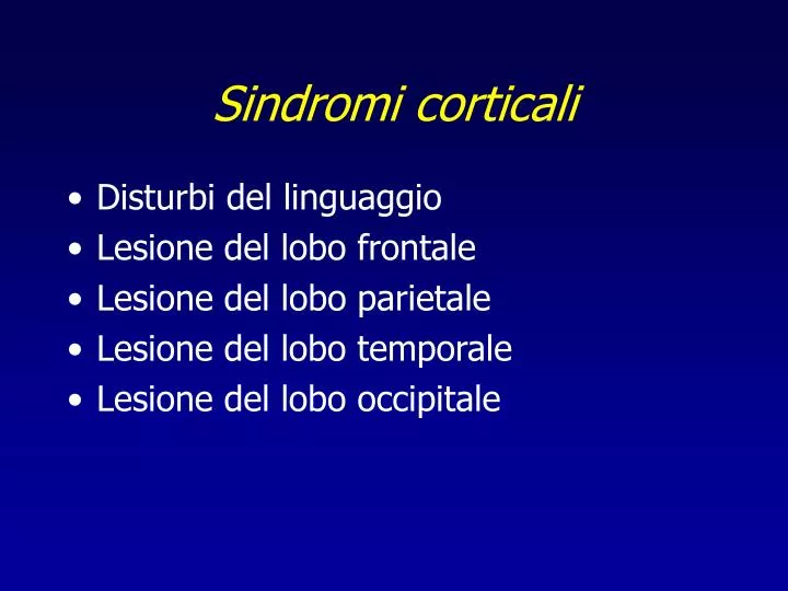 sindromi corticali