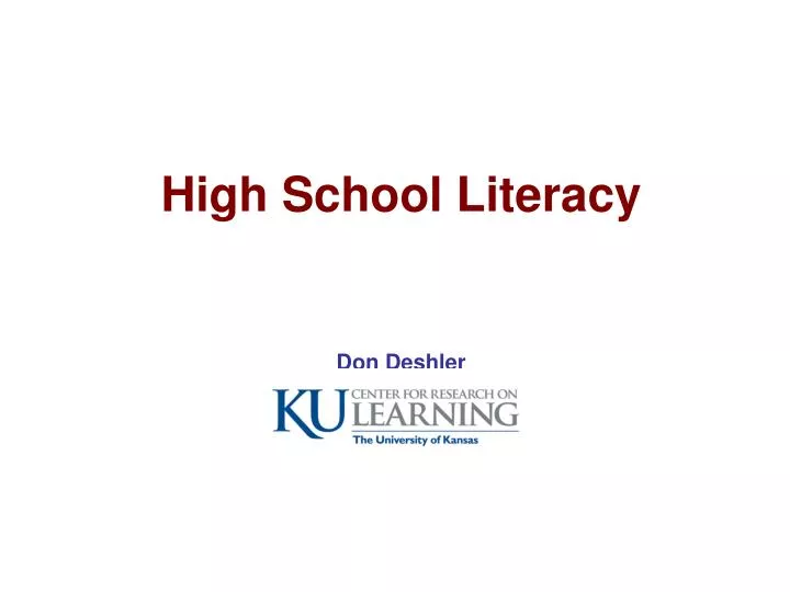 high school literacy don deshler
