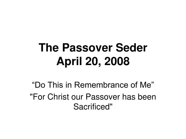 the passover seder april 20 2008