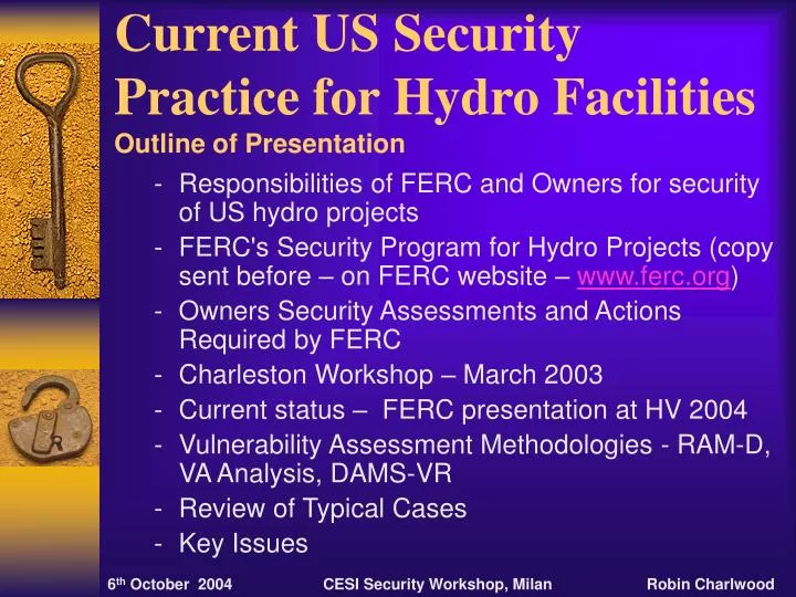current us security practice for hydro facilities outline of presentation