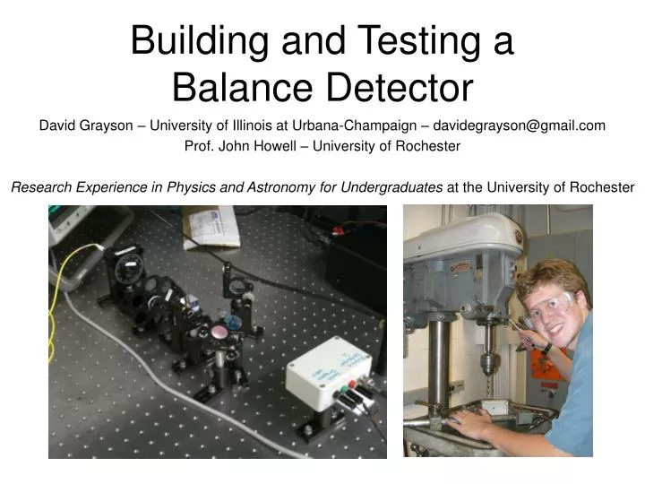 building and testing a balance detector