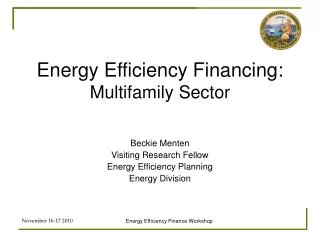 Energy Efficiency Financing: Multifamily Sector