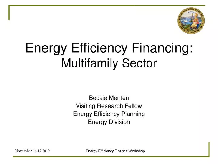 energy efficiency financing multifamily sector