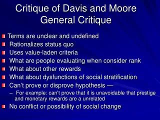 Critique of Davis and Moore General Critique