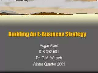 Building An E-Business Strategy