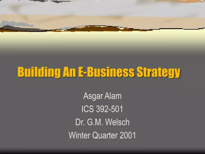 building an e business strategy