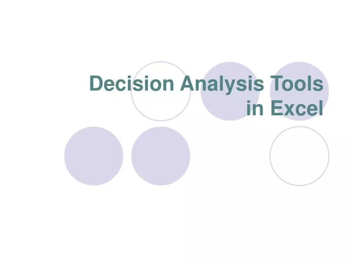 decision analysis tools in excel