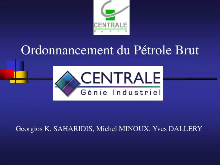 ordonnancement du p trole brut