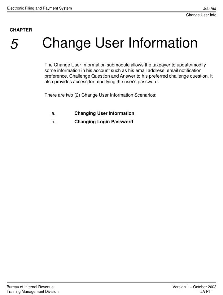 change user information