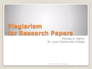 Plagiarism for Research Papers