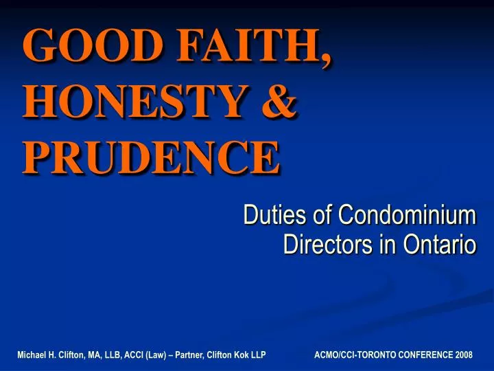 good faith honesty prudence