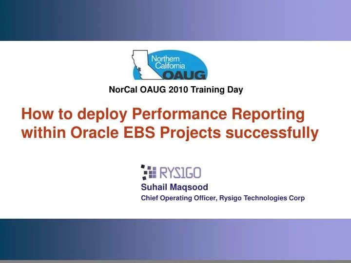 how to deploy performance reporting within oracle ebs projects successfully