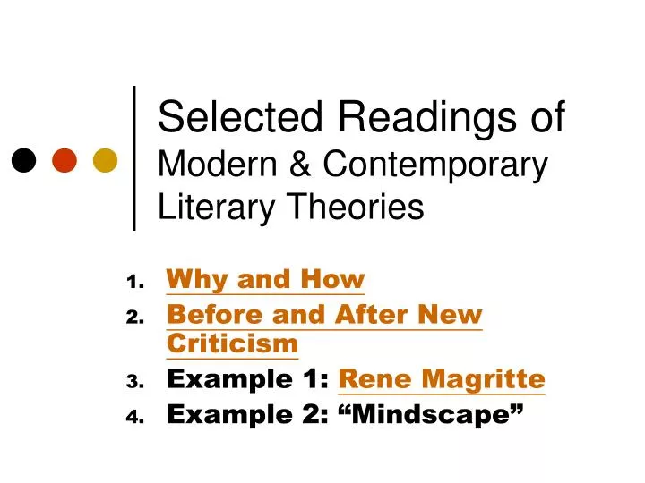 selected readings of modern contemporary literary theories