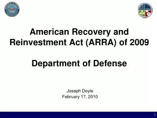 American Recovery and Reinvestment Act (ARRA) of 2009 Department of Defense