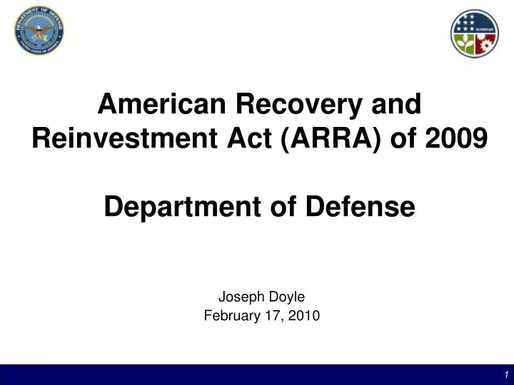 american recovery and reinvestment act arra of 2009 department of defense
