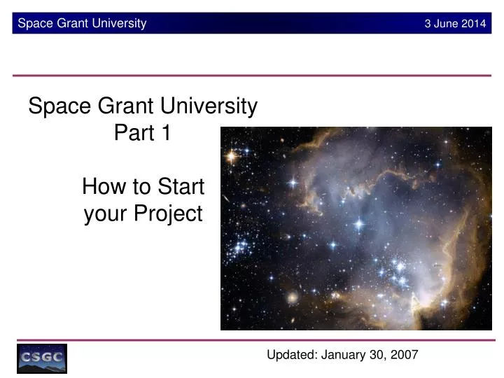 space grant university part 1 how to start your project