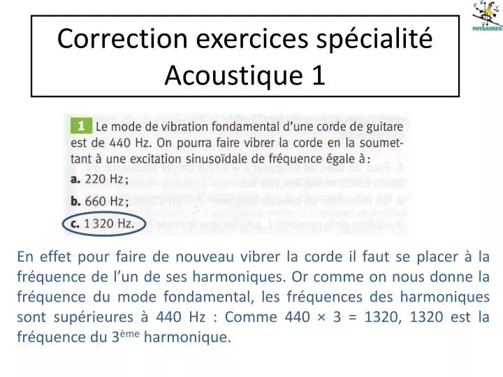 correction exercices sp cialit acoustique 1