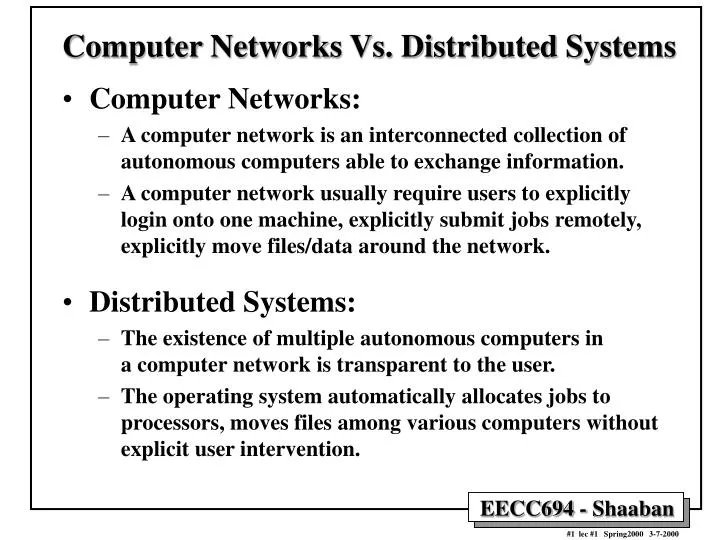 computer networks vs distributed systems