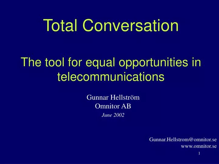total conversation the tool for equal opportunities in telecommunications