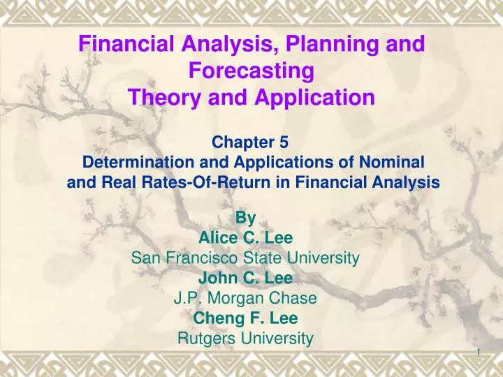 financial analysis planning and forecasting theory and application