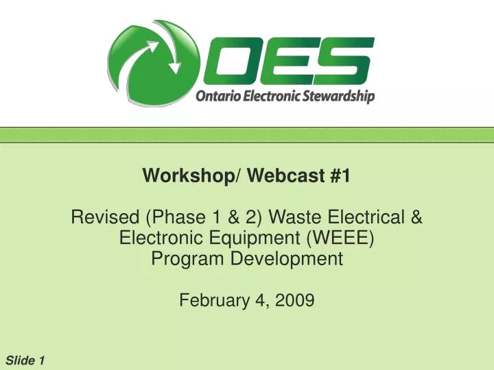 workshop webcast 1 revised phase 1 2 waste electrical electronic equipment weee program development