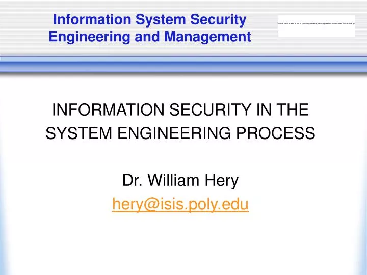 information system security engineering and management