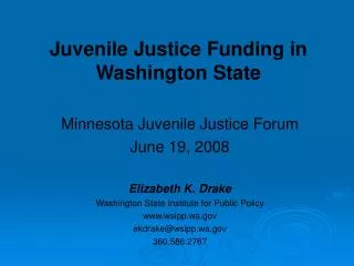 Juvenile Justice Funding in Washington State