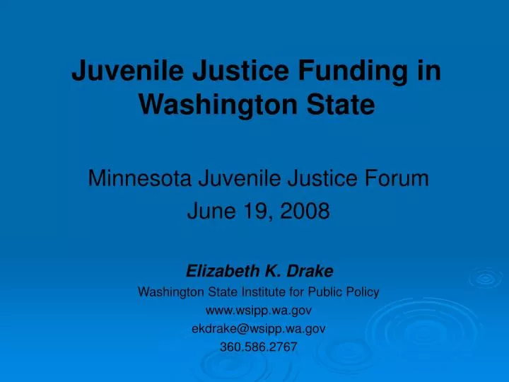 juvenile justice funding in washington state