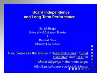 Board Independence and Long-Term Performance