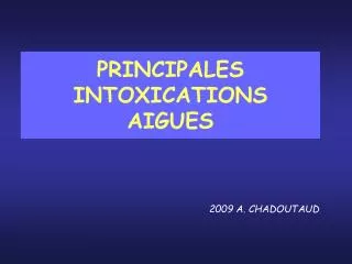 principales intoxications aigues