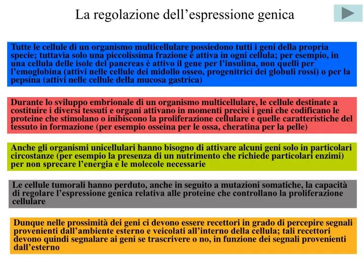 la regolazione dell espressione genica