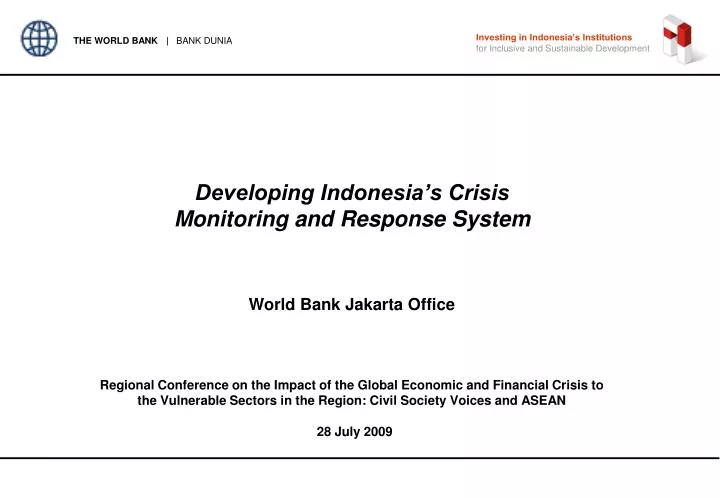developing indonesia s crisis monitoring and response system