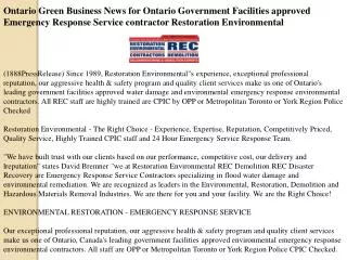 Ontario Green Business News for Ontario Government Facilitie