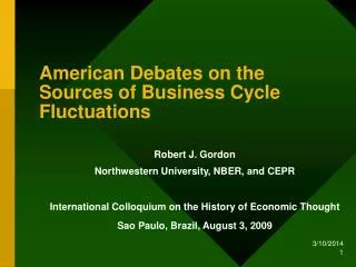 American Debates on the Sources of Business Cycle Fluctuations