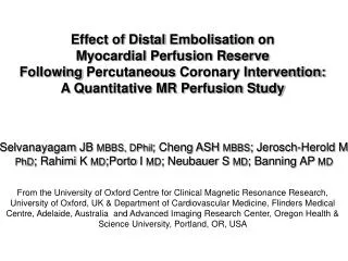 Effect of Distal Embolisation on Myocardial Perfusion Reserve Following Percutaneous Coronary Intervention: A Quant