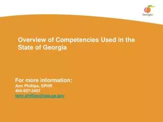 Overview of Competencies Used in the State of Georgia