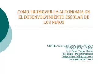 como promover la autonomia en el desenvolvimiento escolar de los ni os