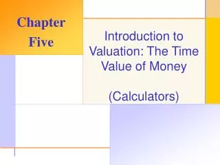 Introduction to Valuation: The Time Value of Money (Calculators)