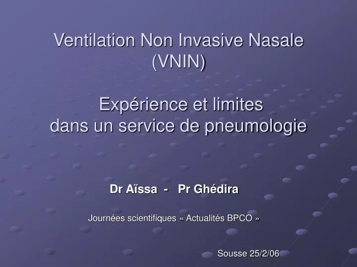 ventilation non invasive nasale vnin exp rience et limites dans un service de pneumologie