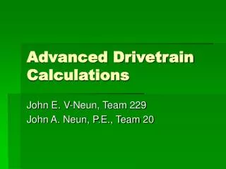 Advanced Drivetrain Calculations