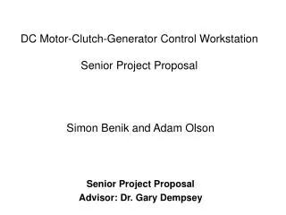 DC Motor-Clutch-Generator Control Workstation Senior Project Proposal