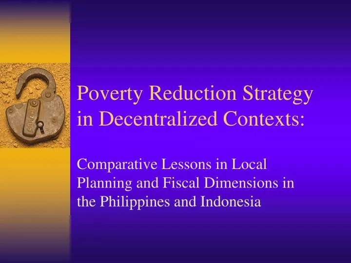 poverty reduction strategy in decentralized contexts